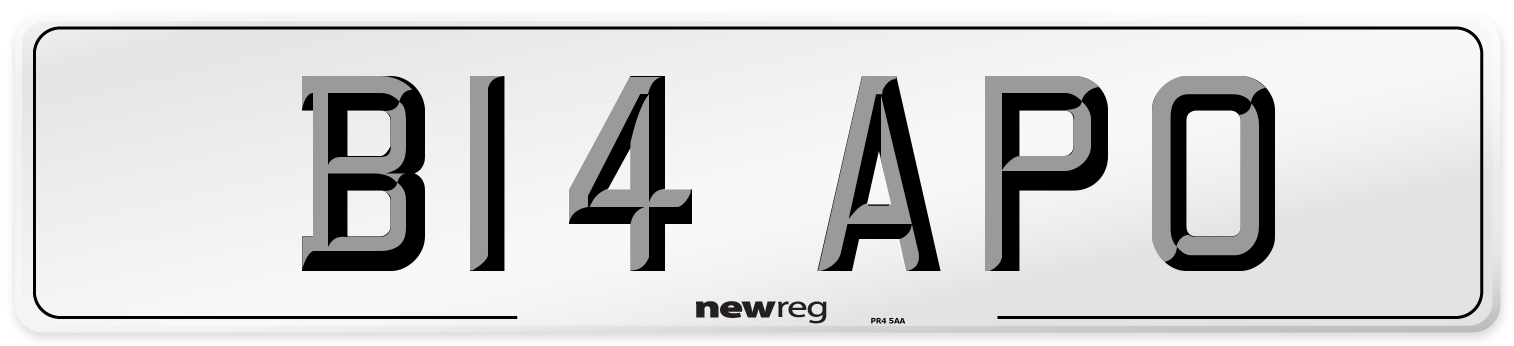 B14 APO Number Plate from New Reg